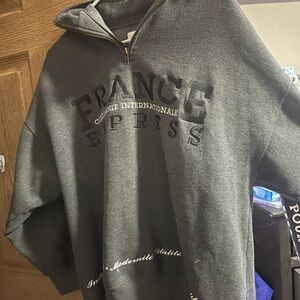 Gray Half-Zip Sweater French Express Top